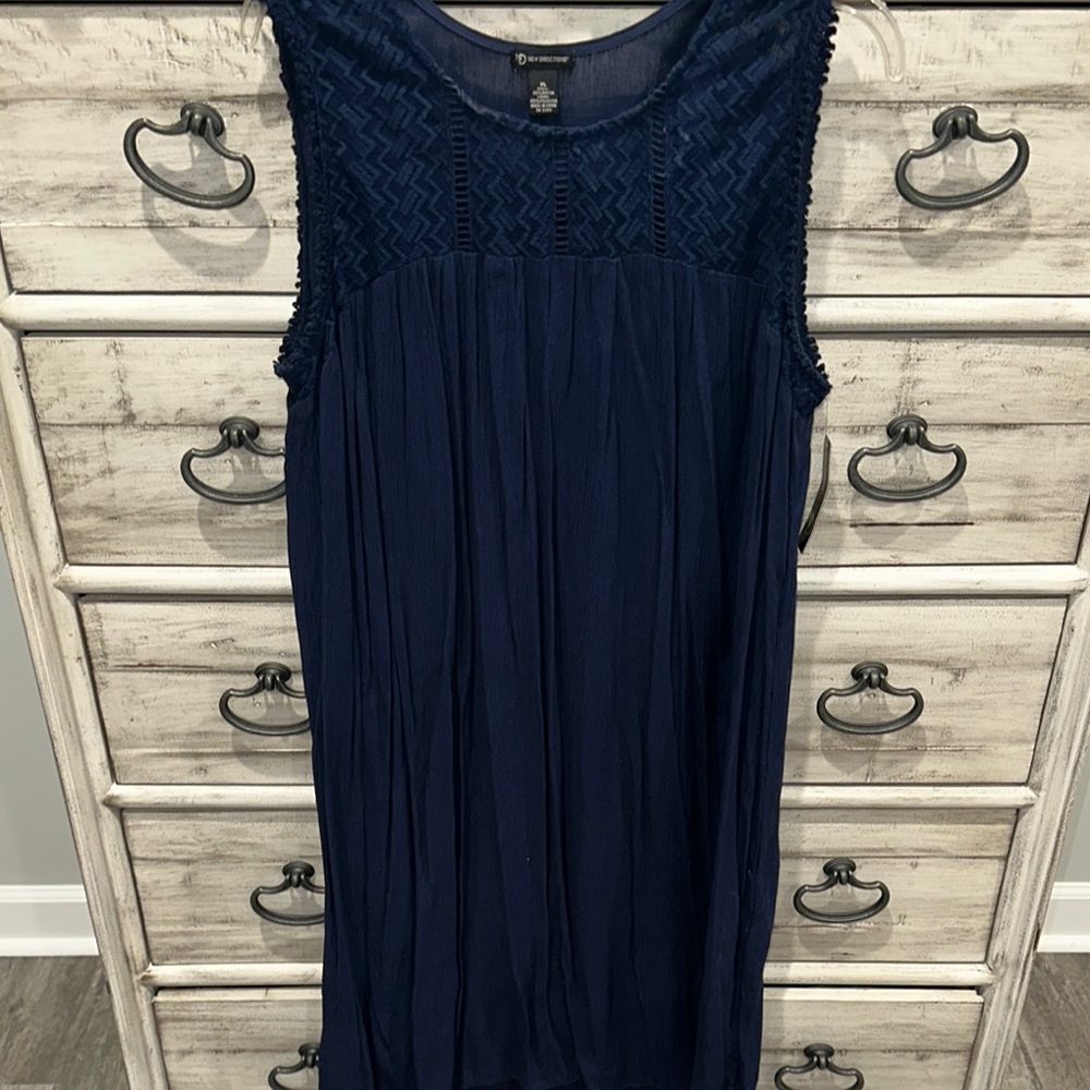 New Directions Blue Pleated Midi Sundress